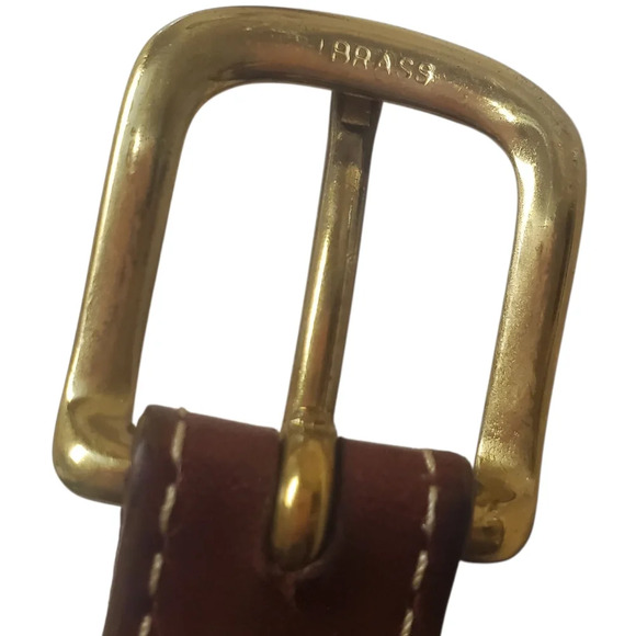 Lands' End Canvas & Leather Belt. Red and Blue. 36" - Picture 6 of 9